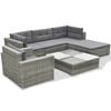 vidaXL 6-tlg. Garten-Lounge-Set mit Auflagen Poly Rattan Grau