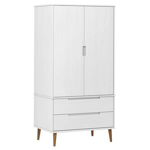 vidaXL Kleiderschrank MOLDE Wei&szlig; 90x55x175 cm Massivholz Kiefer