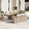 vidaXL 9-tlg. Garten-Sofagarnitur mit Kissen Beige Poly Rattan