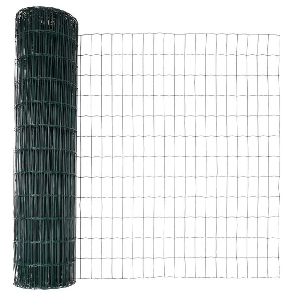 vidaXL Eurozaun Grün 1 x 25 m PVC-beschichtetes Eisen