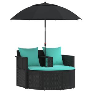 vidaXL Garten-Sofa 8 stk. Poly-Rattan Schwarz und T&uuml;rkis