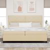 vidaXL Boxspringbett mit Matratze Creme 200 x 200 cm Stoff