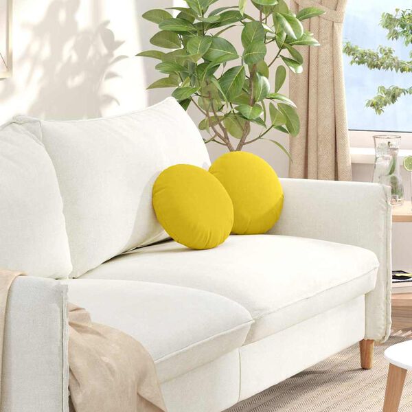 vidaXL Sitzkissen 2 pcs Helles Gelb &Oslash;30 x 13 cm Stoff