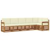 vidaXL Ecksofa Set mit Kissen 6 pcs Natur und Creme Massivholz Akazie