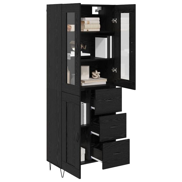 vidaXL Highboard Schwarz Eichen-Optik 69,5 x 34 x 90 cm Holzwerkstoff