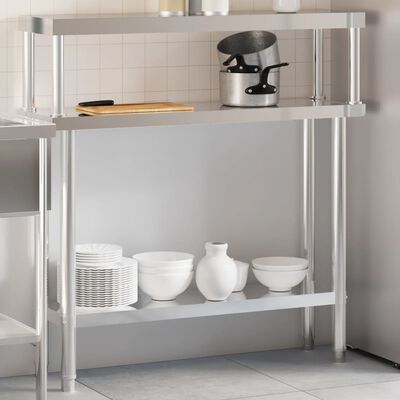 vidaXL Küchen-Arbeitstisch mit Aufsatzboard 110x30x120 cm Edelstahl