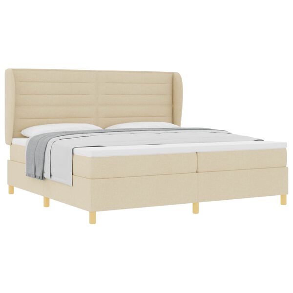 vidaXL Boxspringbett mit Matratze Dunkelgrau 90x190 cm Creme Stoff