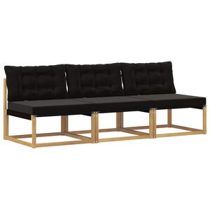 vidaXL Outdoor Mittelsofa Massives Akazienholz und Textilene Wei&szlig;