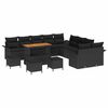vidaXL Gartensofa-set mit Kissen 14 pcs Schwarz Poly-Rattan