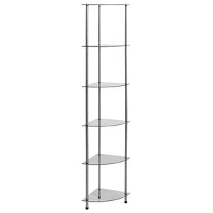 vidaXL Regal mit 6 Ablagen Transparent 30x30x160 cm Hartglas