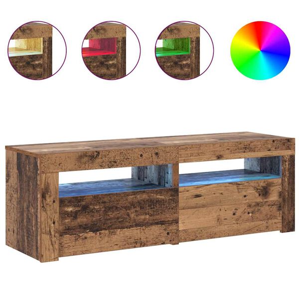 vidaXL TV-Schrank mit LED Altholz-Optik 120x35x40 cm Holzwerkstoff