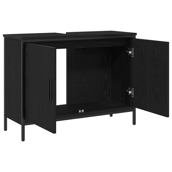vidaXL Waschbeckenschrank mit Tür Schwarz Eichen-Optik 80 x 30 x 60 cm