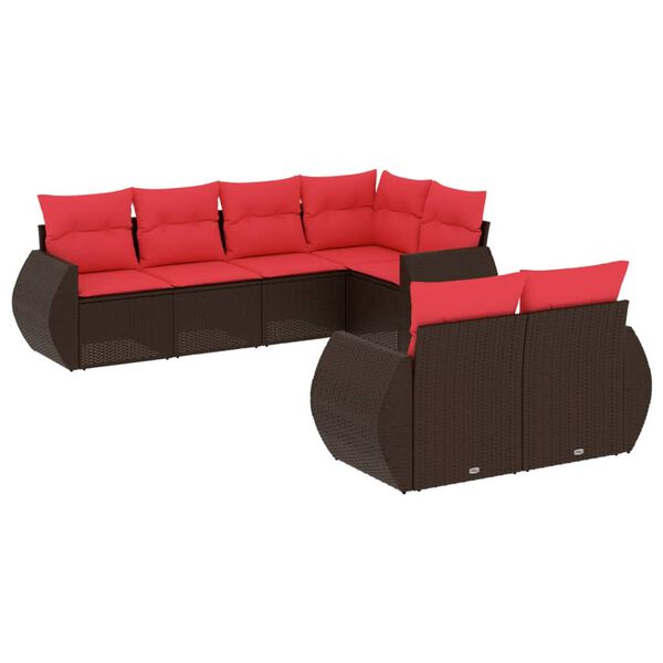 vidaXL 7-teiliges Gartensofa-Set mit Kissen, braun, Polyrattan