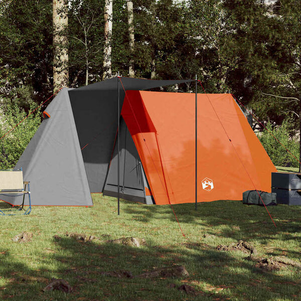 vidaXL Campingzelt 3 Personen Grau und Orange Wasserfest
