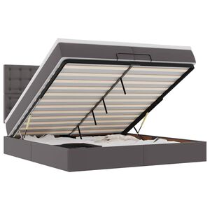 vidaXL Ottoman-Bett mit Matratzen & LEDs Grau 200x200 cm Kunstleder