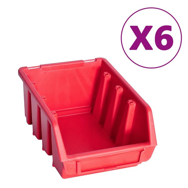 vidaXL 39-tlg. Behälter-Set für Kleinteile mit Wandplatten Rot Schwarz
