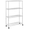 vidaXL Lagerregal mit 4 B&ouml;den und Rollen 90x35x142 cm Chrome 200 kg