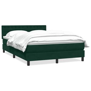vidaXL Boxspringbett mit Matratze Dunkelgr&uuml;n 160x220 cm Samt