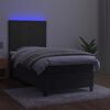 vidaXL Boxspringbett mit Matratze & LED Dunkelgrau 90x200 cm Samt