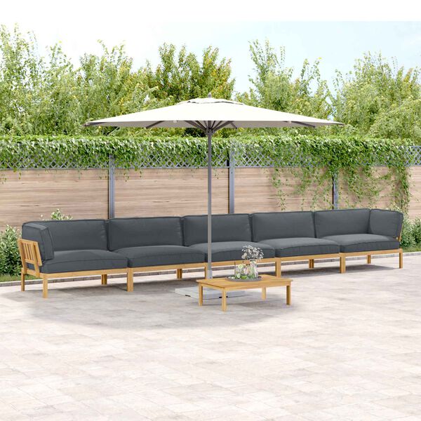 vidaXL Sofa Set mit Kissen Uni 6 pcs Anthrazit Massivholz Akazie