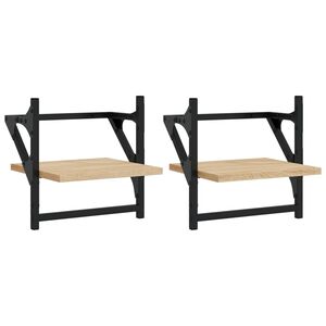 vidaXL Wandregale mit Stangen 2 Stk. Sonoma-Eiche 30x25x30 cm