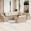 vidaXL 14-tlg. Garten-Sofagarnitur mit Kissen Beige Poly Rattan