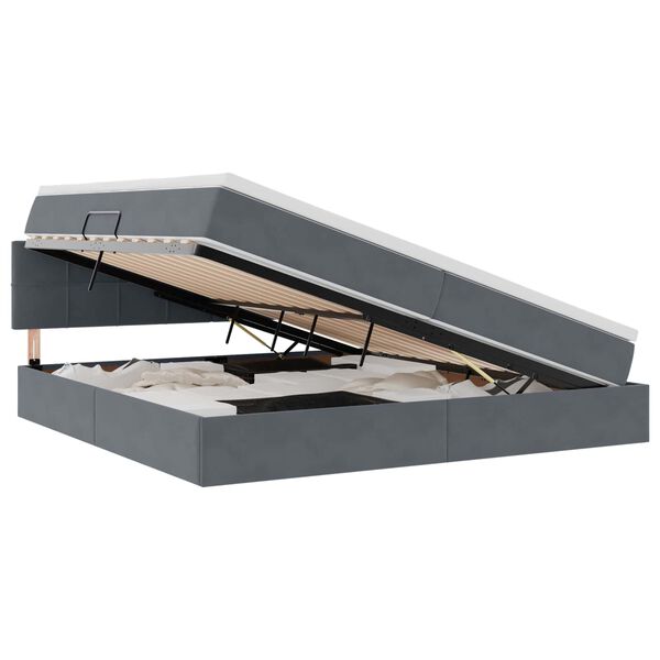 vidaXL Aufbewahrungsbett mit Matratze Dunkelgrau 200 x 200 cm Samt