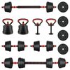 vidaXL 4-in-1 Hantelset 30kg Schwarz und Rot Zement und Eisensand
