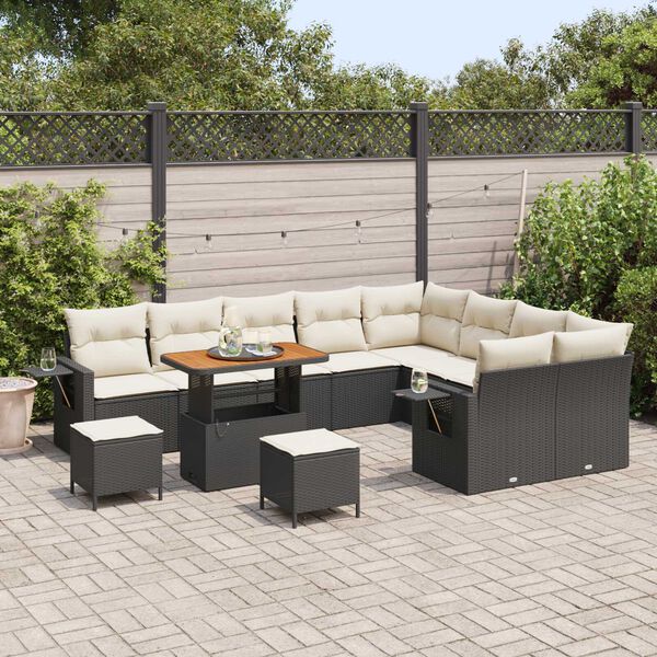 vidaXL Garten-Sofa-Set 12 pcs Schwarz Poly-Rattan