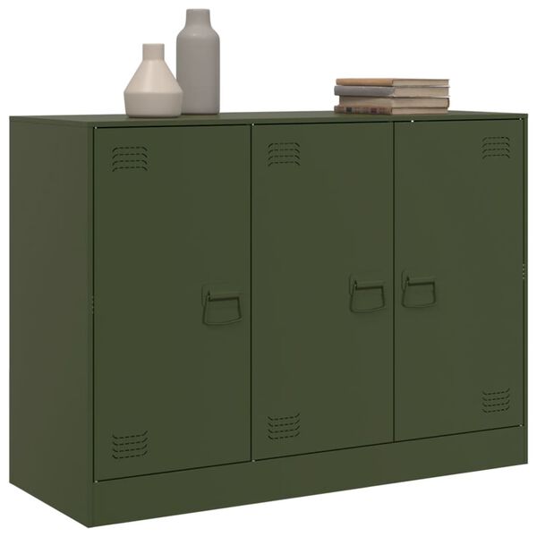 vidaXL Sideboard Olivgrün 99x39x73 cm Stahl
