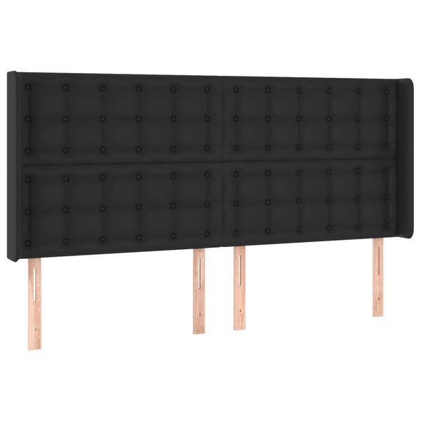 vidaXL LED Kopfteil Schwarz 183x16x118/128 cm Kunstleder