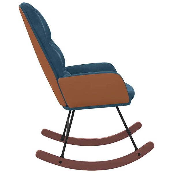 vidaXL Schaukelstuhl Blau Samt