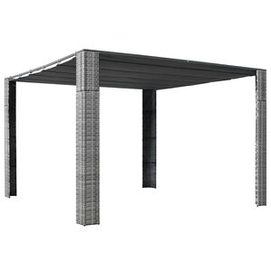 vidaXL Pavillon mit Dach Poly Rattan 300x300x220 cm Grau und Anthrazit