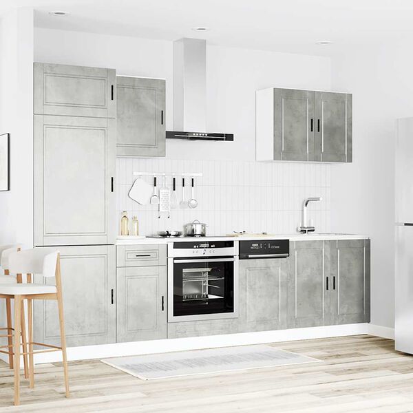 vidaXL 7-tlg. K&uuml;chenschrank-Set Porto Betongrau Holzwerkstoff