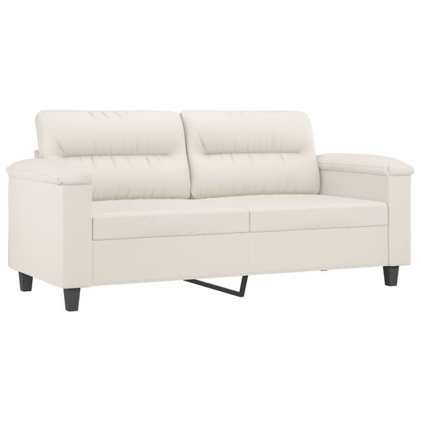 vidaXL 2-Sitzer-Sofa mit Kissen Creme 140 cm Kunstleder