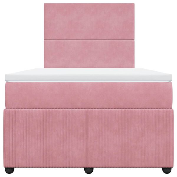 vidaXL Boxspringbett mit Matratze Rosa 120x190 cm Samt