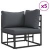 vidaXL Garten-Sofa-Set mit Kissen 7 pcs Schwarz Aluminium