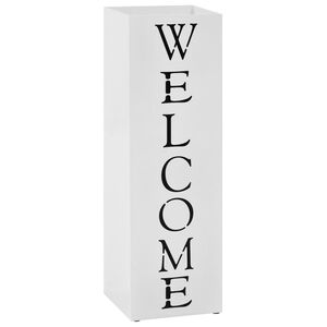 vidaXL Regenschirmst&auml;nder Welcome Stahl Wei&szlig;