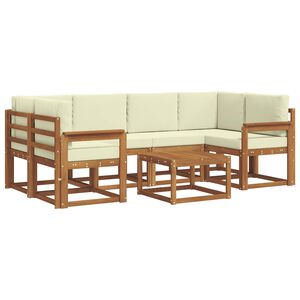 vidaXL Outdoor-Sofagarnitur mit Kissen 7 pcs Natur und Creme