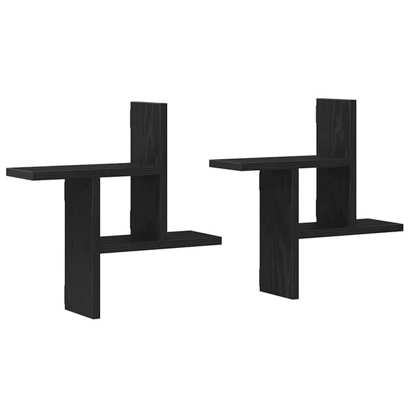vidaXL Wandregale 2 Stk. Schwarz Eichen-Optik 38x12x38cm Holzwerkstoff