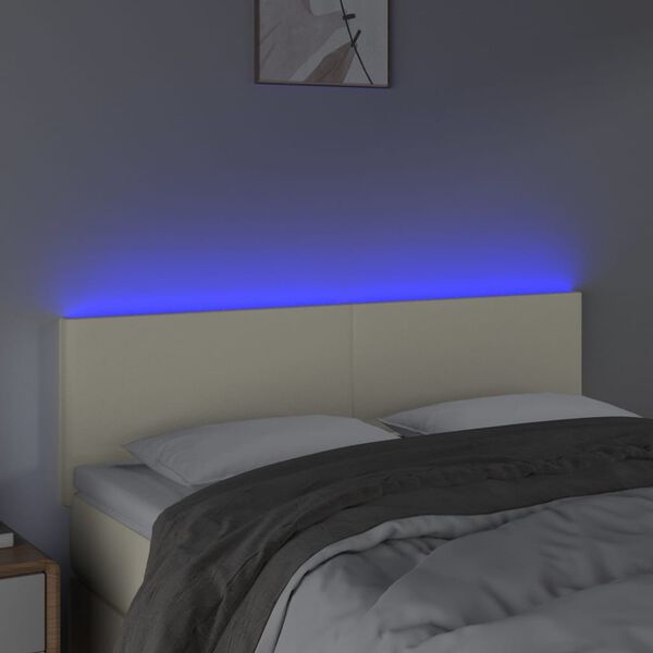 vidaXL LED Kopfteil Creme 144x5x78/88 cm Kunstleder