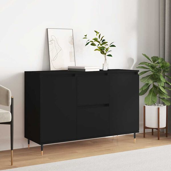 vidaXL Sideboard Schwarz 101,5x35x70 cm Holzwerkstoff