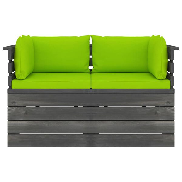 vidaXL Garten-Palettensofa 2-Sitzer mit Kissen Kiefer Massivholz