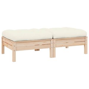 vidaXL Gartensofa 2-Sitzer mit Kissen in Creme Massivholz Kiefer
