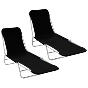 vidaXL Klappliegen 2 Stk. Stahl und Stoff Schwarz
