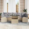 vidaXL Gartensofa-set mit Kissen mit Speicher 8 pcs Beige Poly Rattan