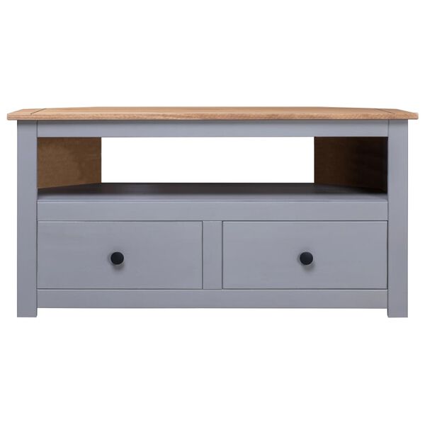 vidaXL TV-Eckschrank Grau 93 x 49 x 49 cm Massivholz Panama-Kiefer