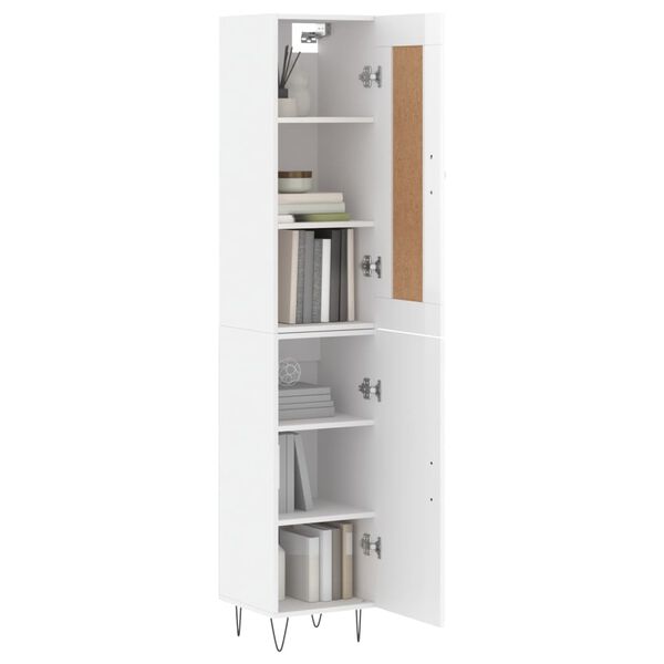 vidaXL Highboard Hochglanz-Wei&szlig; 34,5x34x180 cm Holzwerkstoff