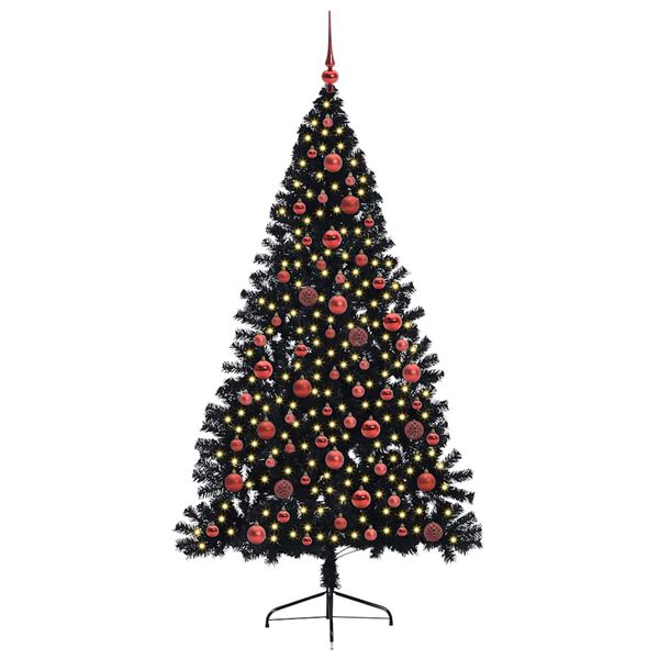 vidaXL K&uuml;nstlicher vorbeleuchteter Weihnachtsbaum Schwarz 180 cm PVC