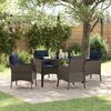 vidaXL Garten Essgruppe mit Kissen 5 pcs Grau Poly-Rattan